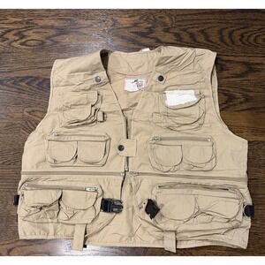 Woodfield Fishing Vest Men's Medium Tan Multi-Pocket Utility Fly Fish